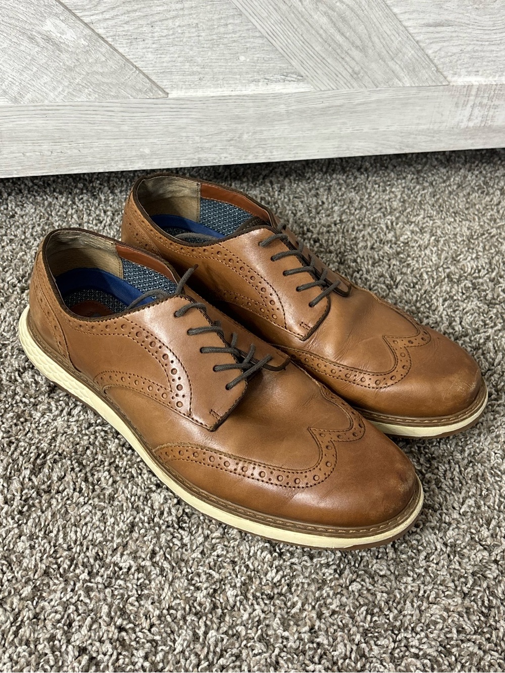 Vince Camuto Men's Tan Leather Wingtip Oxford Derby Dress Up Shoes Men Size 11.5